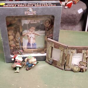 New-Rivers Edge Fieldstone Picture Frame Fly Fishing, and Santa fishing bundle